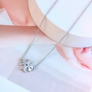 Tory Burch Silver Logo Necklace